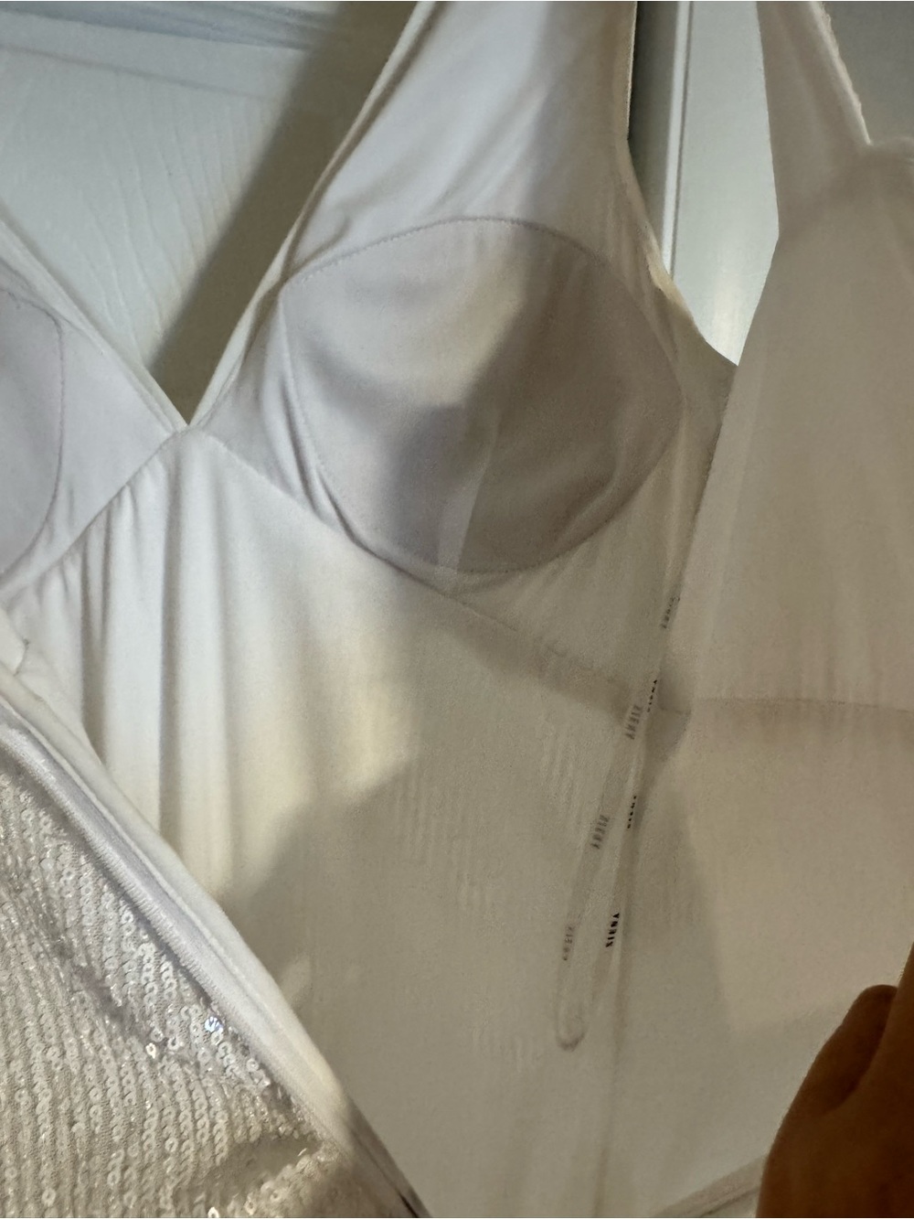 NWT Siena White Sequin Ruched Midi Dress NWT Size 8 Cocktail Party Wedding Guest - Picture 7 of 8